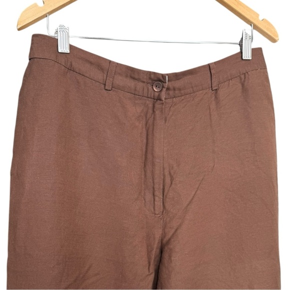 Vintage Linen Blend Wide Leg Pants Trousers Size 14 Brown Jillian Jones - Picture 5 of 8